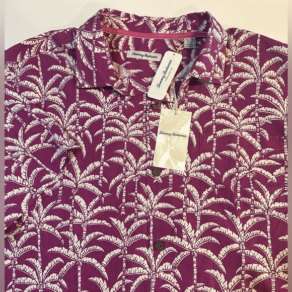 Tommy Bahama Men's XL Deep Hollyhock Purple Palm Trees Button Up Shirt NEW $148 - Picture 1 of 7